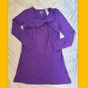 Nwt Girls 12 L Dress Purple Big Bow long sleeve Stretch 77Kids American Eagle
